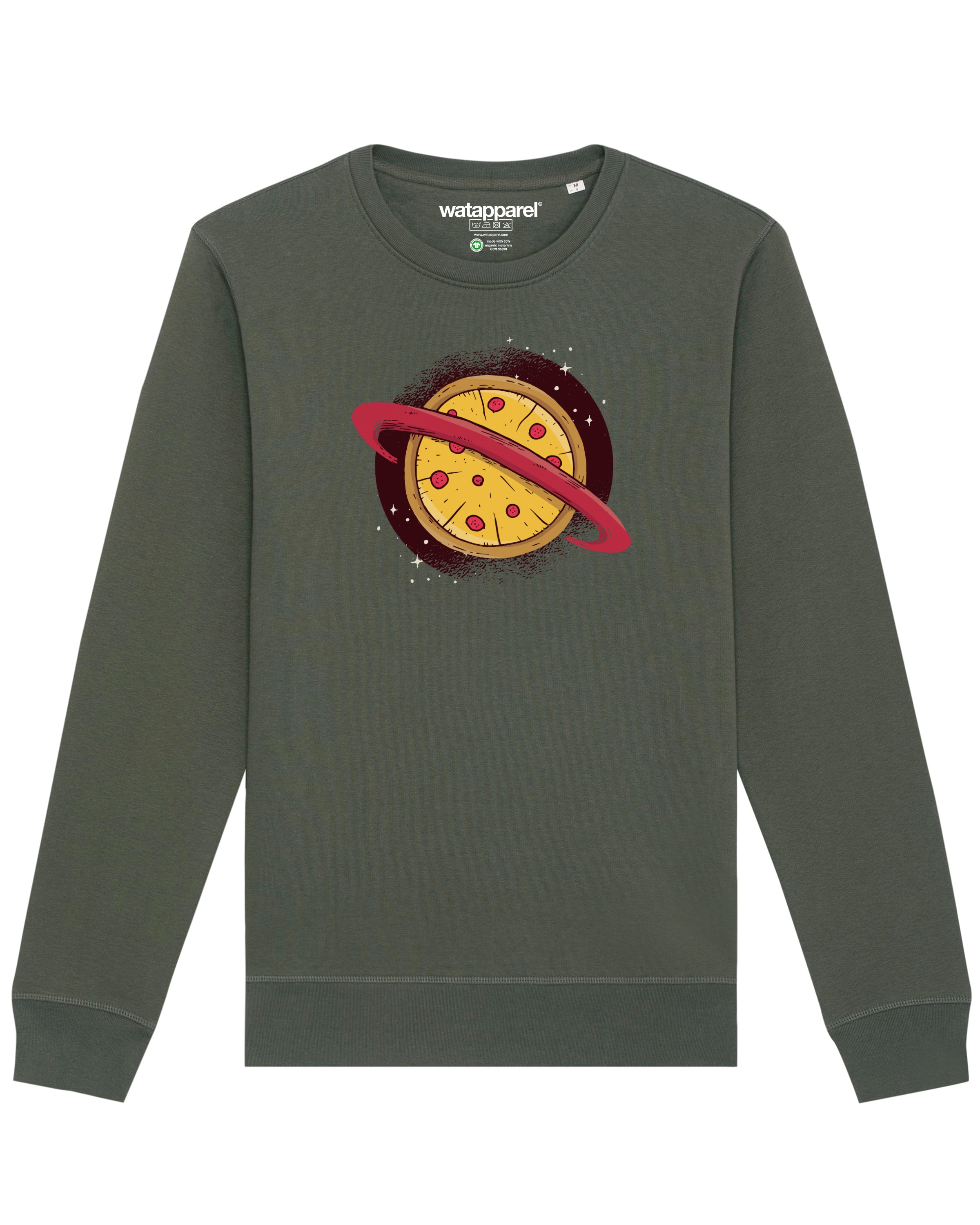 Watapparel Sweatshirt ' Pizza Planet ' in Green: front