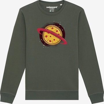 Watapparel Sweatshirt ' Pizza Planet ' in Green: front