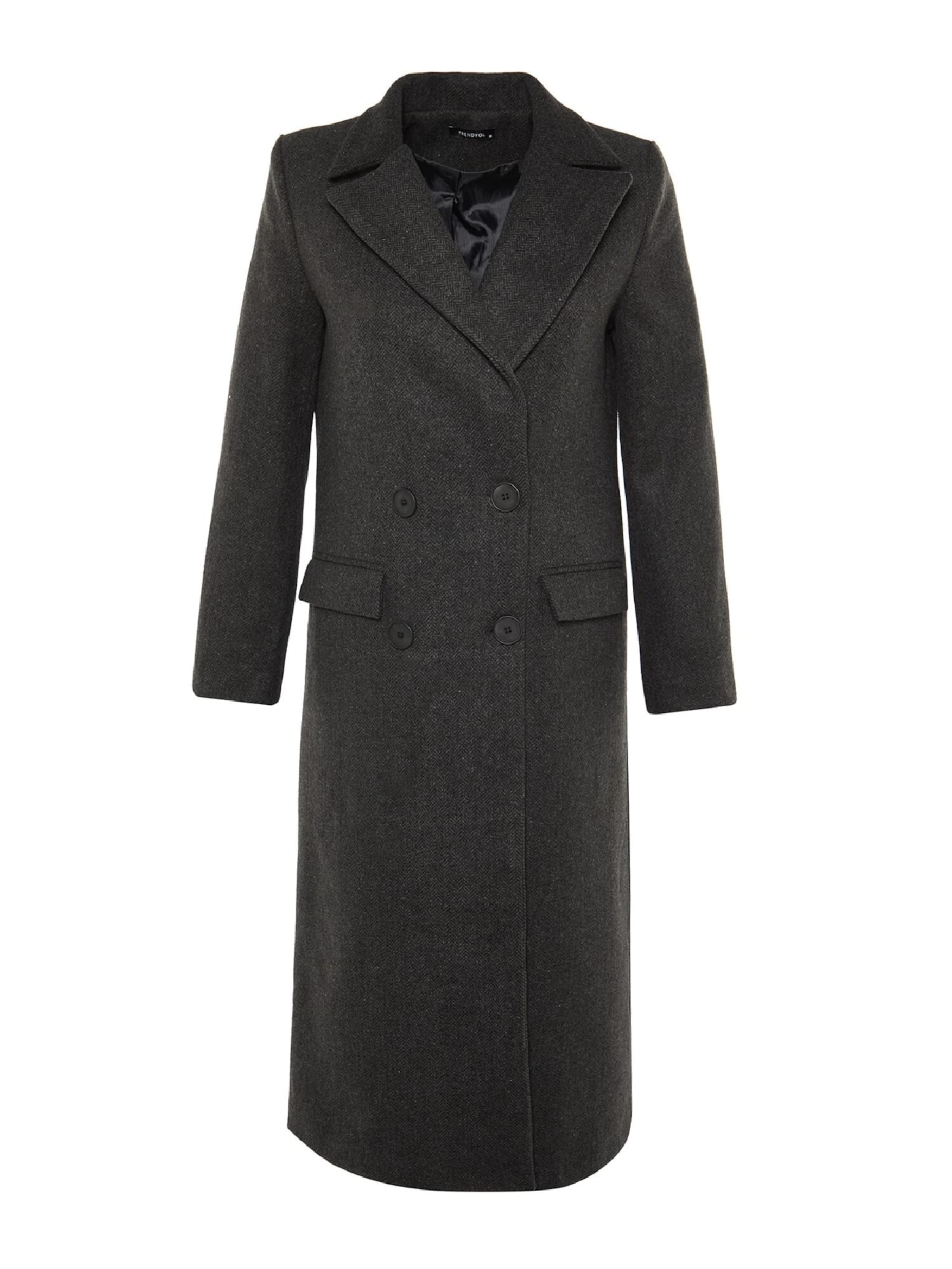 Trendyol Kevad-sügismantel, värv must: eest vaates