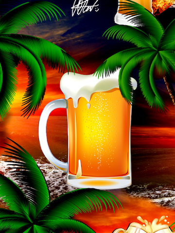 Hawaiihemdshop.de Regularny krój Koszula 'Hawaiihemd "Beer in Paradise"' w kolorze pomarańczowy
