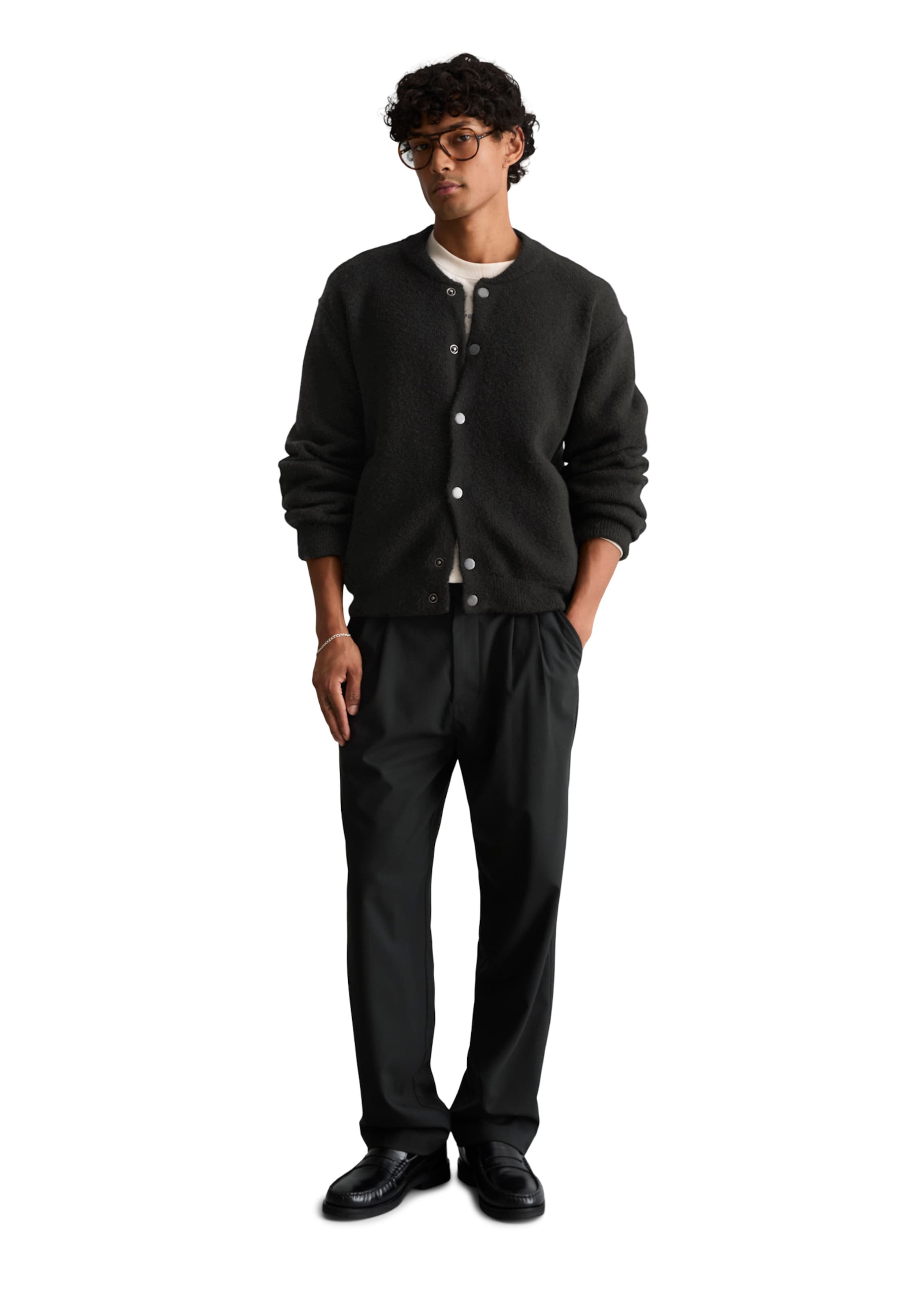 Marc O'Polo DENIM Strickjacke in Schwarz: Vorderseite