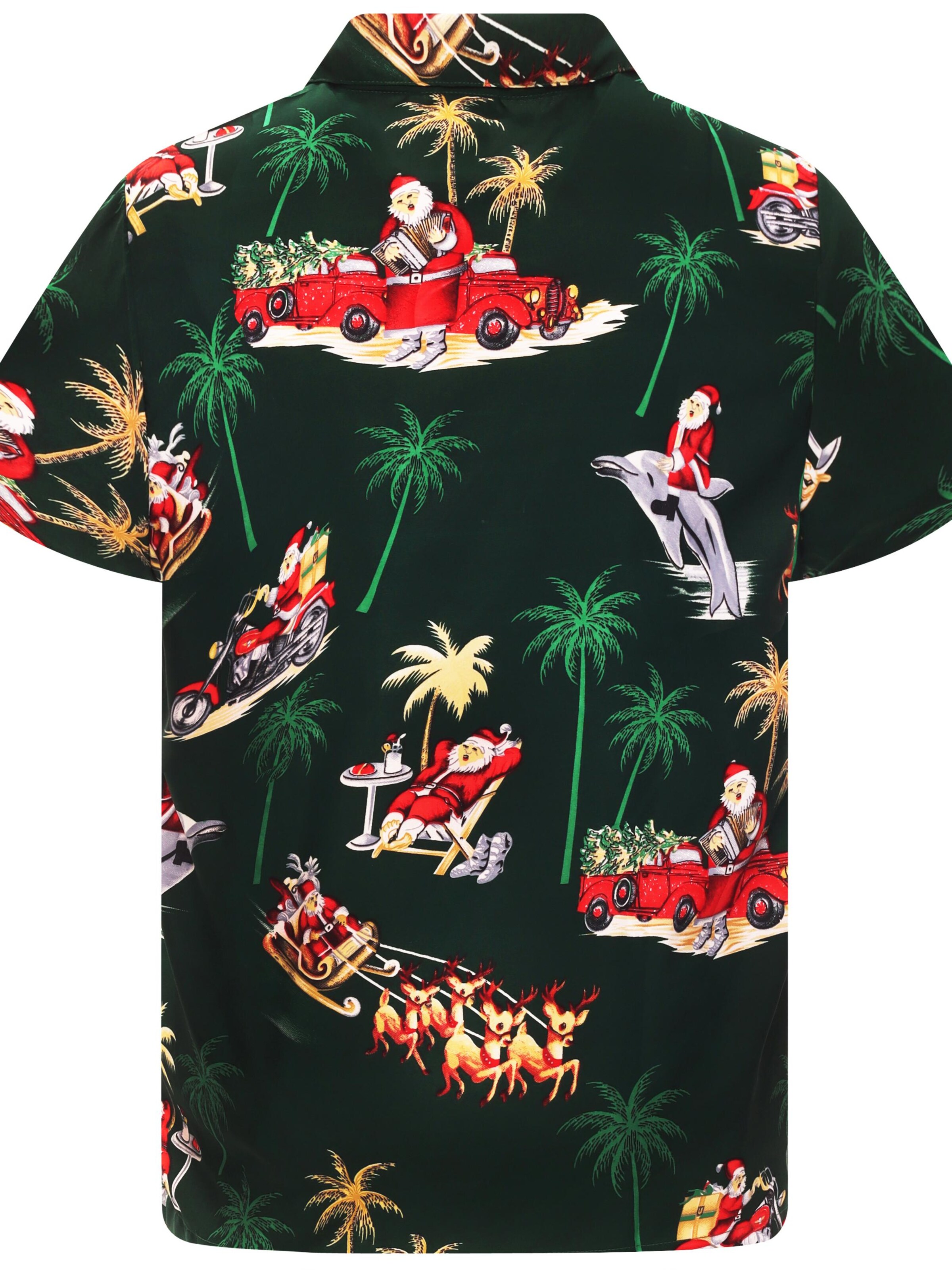 King Kameha Regular Fit Hemd 'Christmas Dolphin Santa'‌‌ in Grün