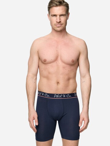 Phil & Co. Berlin Boxer shorts ' Jersey Long Boxer ' in Blue: front