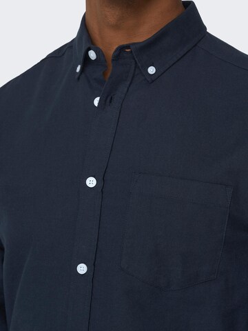 Only & Sons Slim fit Button Up Shirt 'Alvaro' in Blue