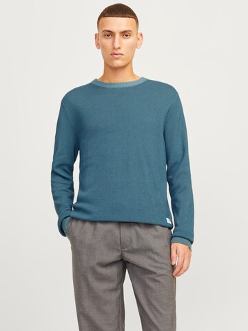 JACK & JONES Sweater 'JJEGlobe' in Blue: front