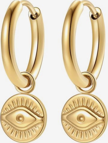 Orecchini 'Lucky Gaze' di Hey Happiness in oro: frontale