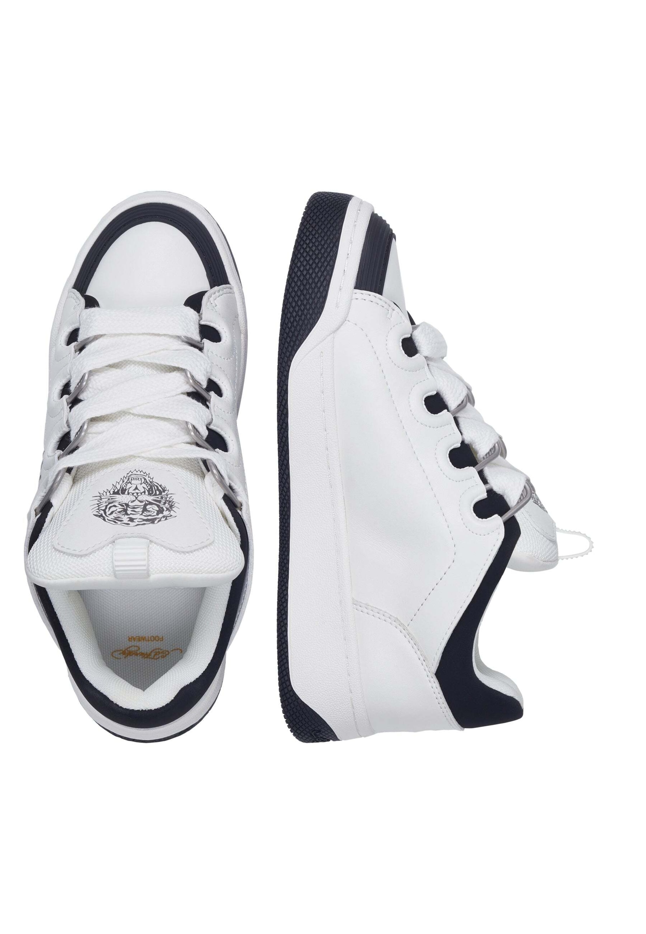 Ed Hardy Sneaker 'Flaming Skull' in Weiß