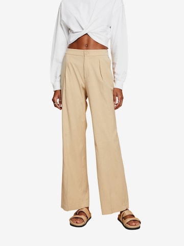 ESPRIT Loose fit Pleated Pants in Beige: front