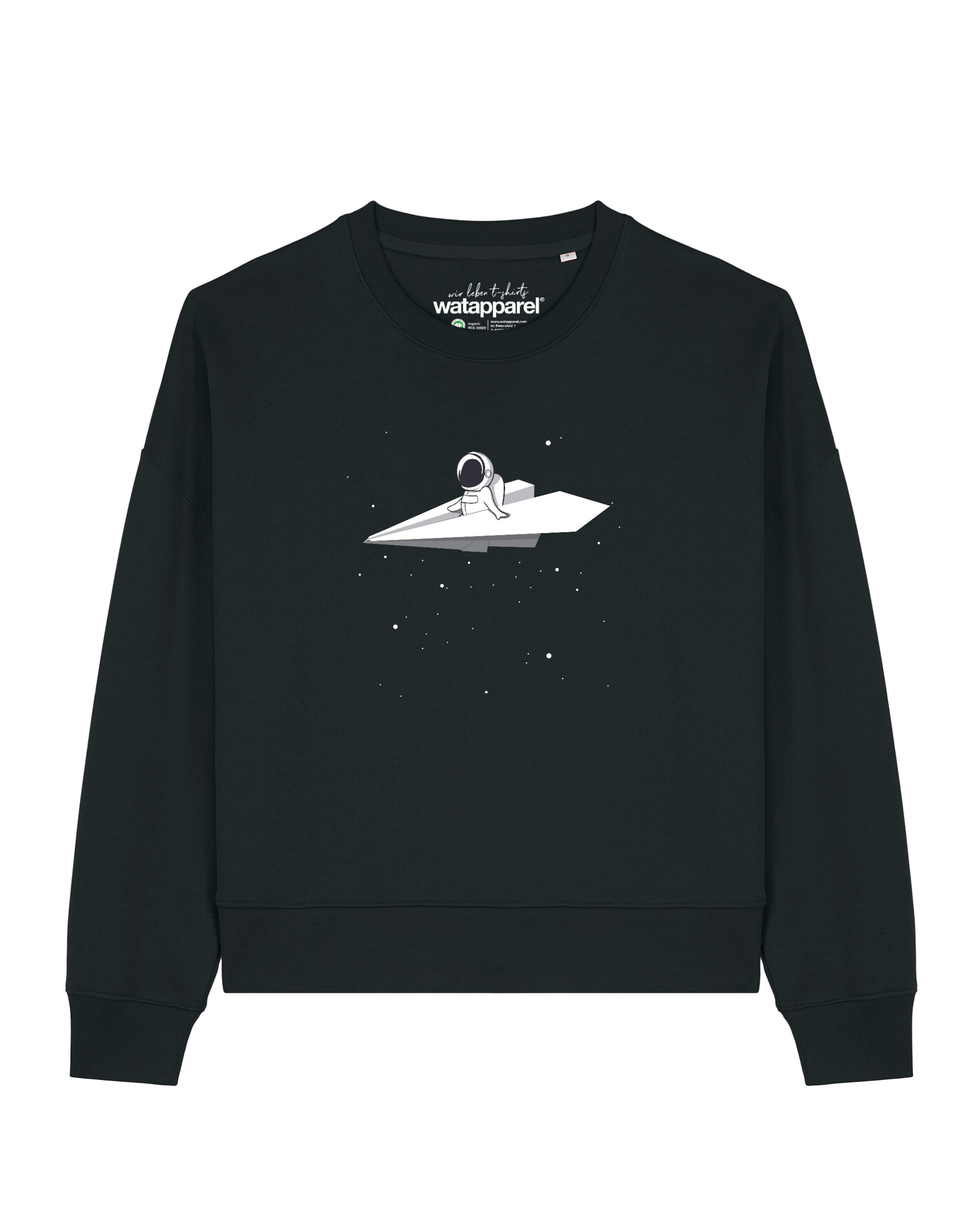 Sweat-shirt 'Fly me to the moon' Watapparel en noir : devant