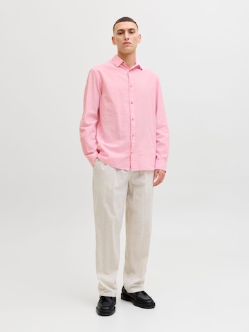 JACK & JONES Regular fit Button Up Shirt 'JJESummer' in Pink