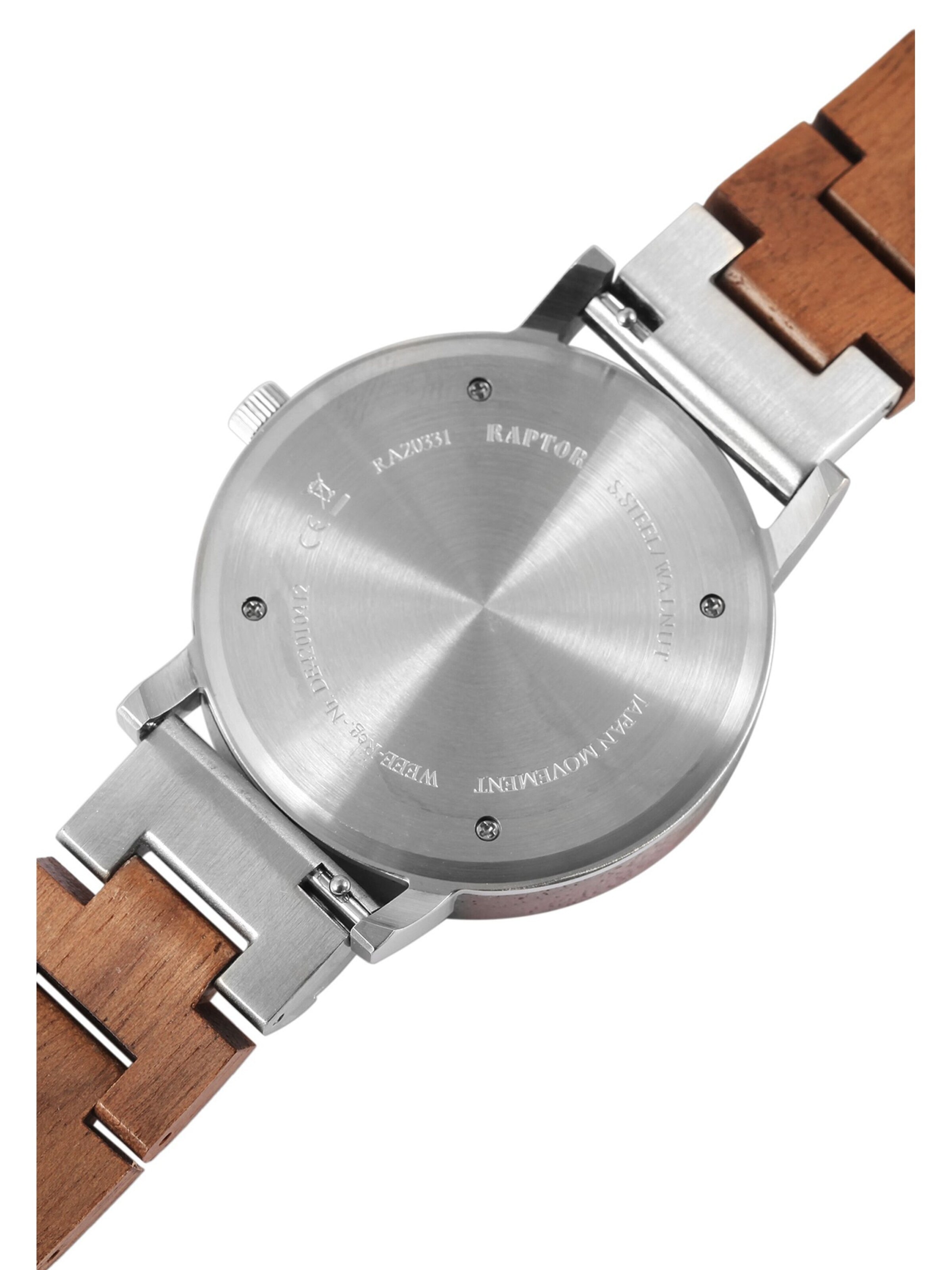 Raptor Analog Watch 'Birdy, silberfarbig, Mineralglas' in Brown: front