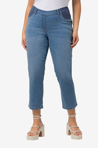 Ulla Popken Slimfit Jeans in Blauw: voorkant