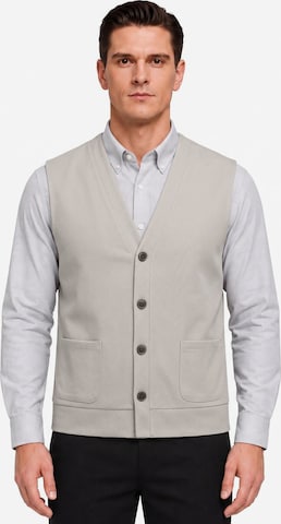 ALLTHEMEN Strickjacke 'Schräglicht' in Beige: Vorderseite