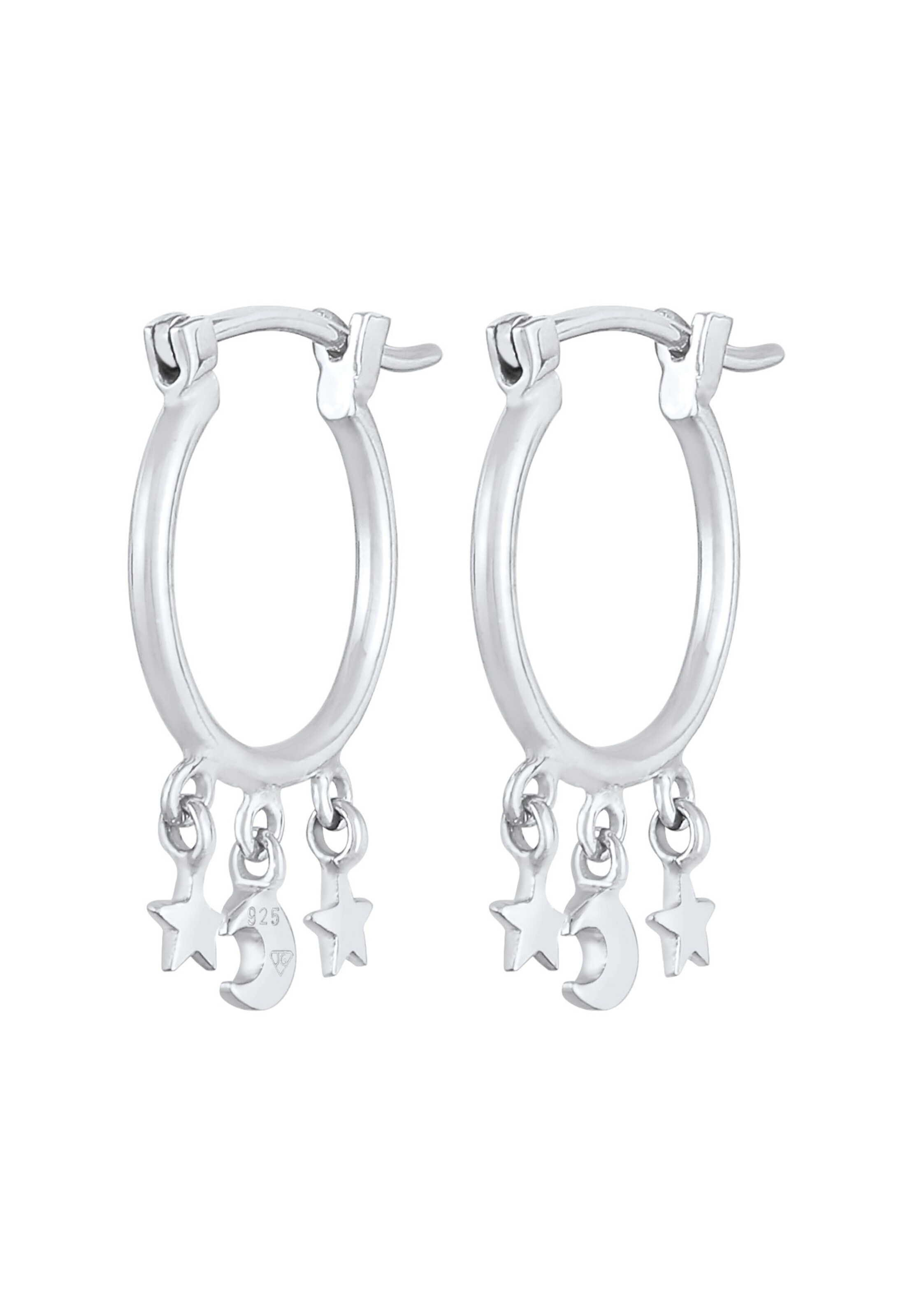 ELLI Ohrringe Astro, Halbmond, Sterne in Silber: Vorderseite
