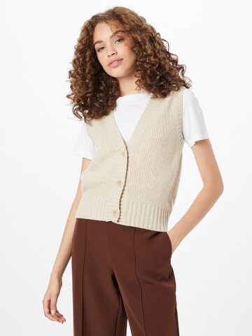 Thinking MU Knitted Vest in Beige: front