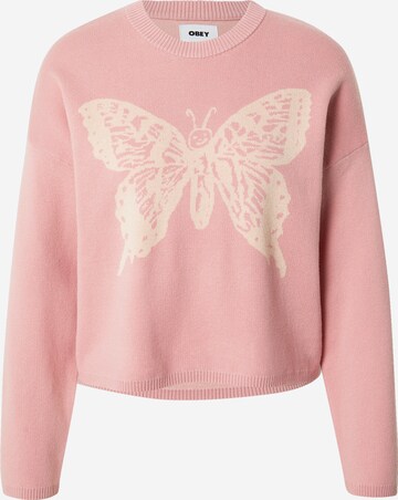 Pullover di Obey in rosa: frontale