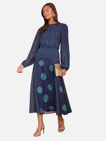 love & roses - Vestido em azul: frente
