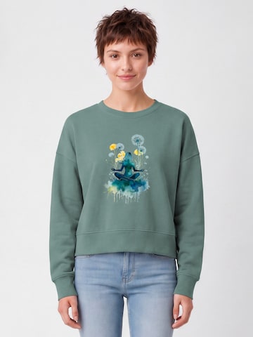 Watapparel Sweatshirt ' Yoga & Meditation ' in Groen: voorkant