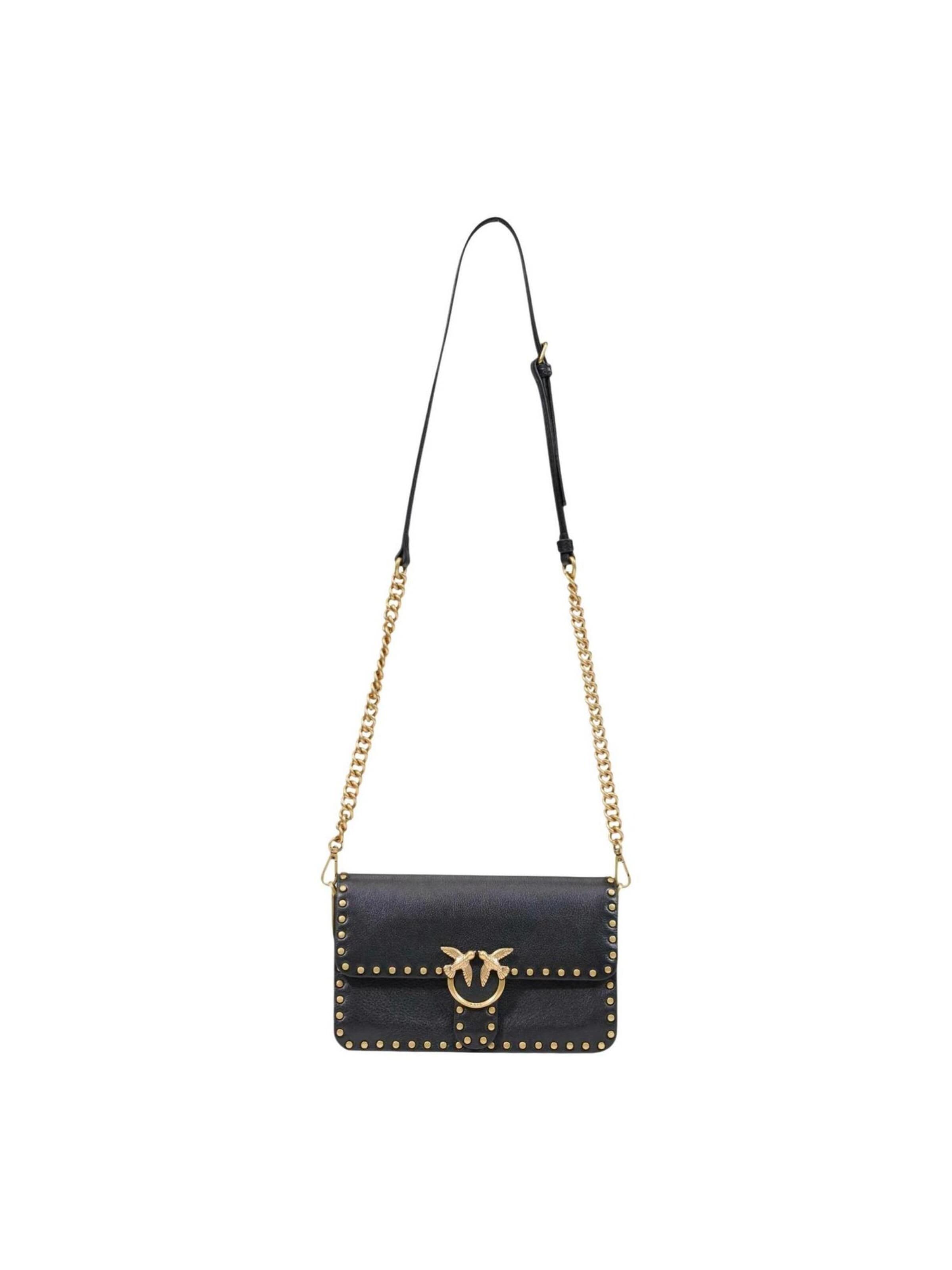PINKO - Bolso de hombro 'LOVE ONE SLOUCHY CL STUDS SMAL 107664 A2JG' en negro