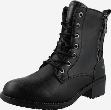 MUSTANG Lace-Up Ankle Boots in Black: front