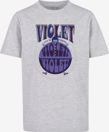 ABSOLUTE CULT Shirt 'Willy Wonka - Violet Turning Violet' in Grey: front