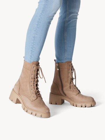 TAMARIS Lace-Up Ankle Boots in Beige