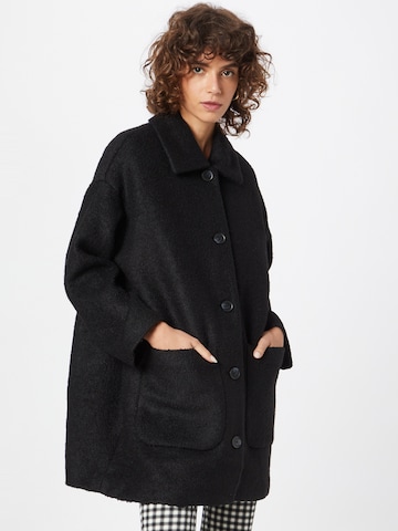 Monki Between-Seasons Coat in Black: front