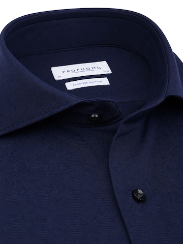 Profuomo Slim fit Button Up Shirt 'Japanese Knitted' in Blue