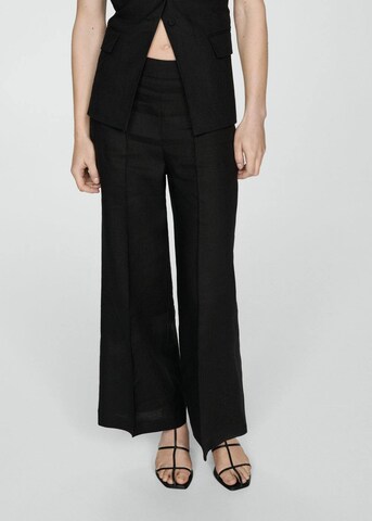 MANGO Wide leg Trousers with creases 'Limona' in Black: front