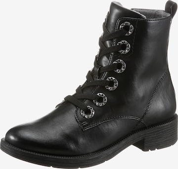 JANA Lace-Up Ankle Boots in Black: front