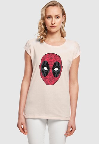 ABSOLUTE CULT T-Shirt 'Deadpool - Head Of Roses' in Pink: predná strana