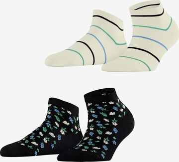 ESPRIT Socken 'Flowers & Stripes 2-Pack' in Schwarz: Vorderseite
