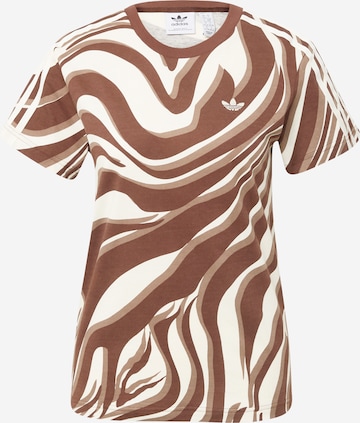 ADIDAS ORIGINALS Тениска 'Abstract Allover Animal Print' в кафяво: отпред
