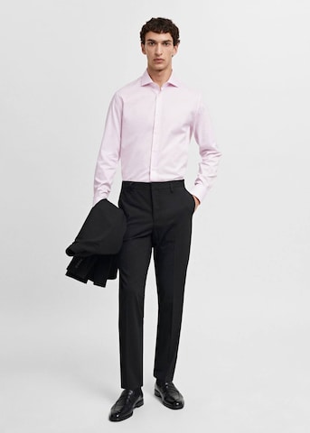 MANGO MAN Slim Fit Skjorte 'Lakecity' i pink