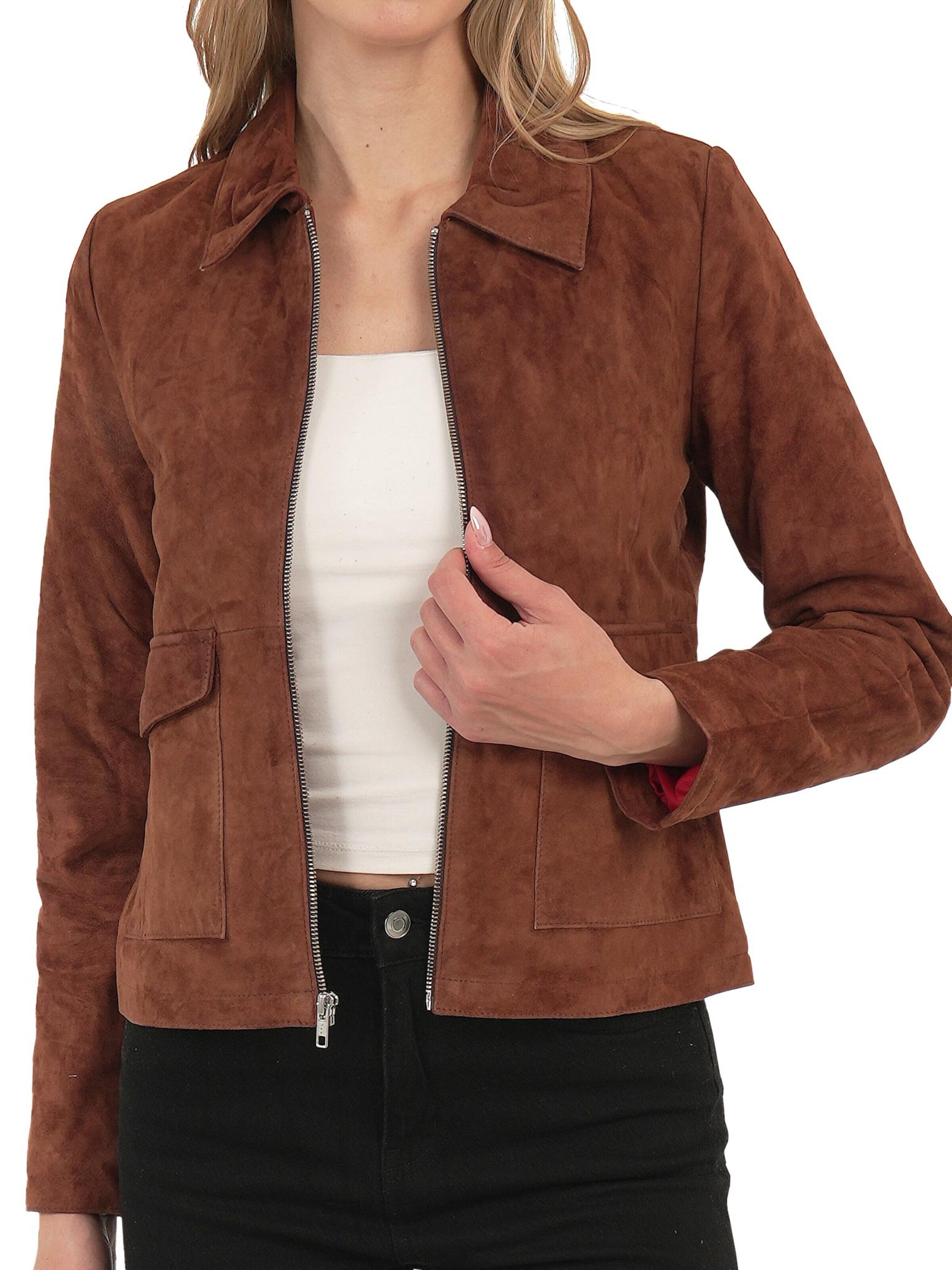 Chic and Clicks - Chaqueta de entretiempo 'Terra Suede' en marrón