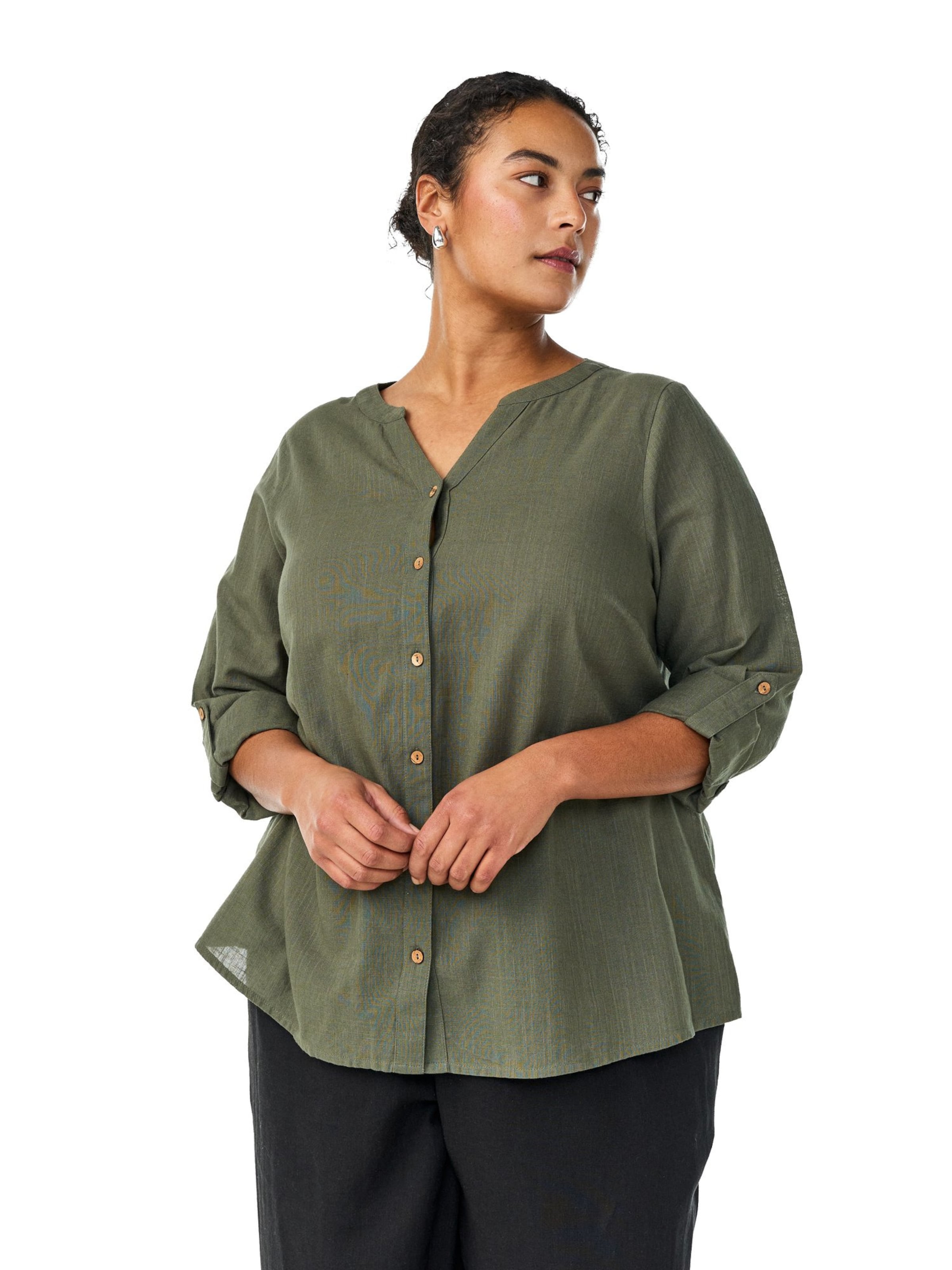 Camicia da donna 'CANANNA' di Zizzi in verde