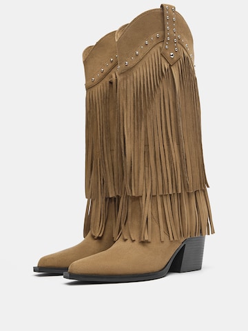Pull&Bear Buty kowbojskie w kolorze beżowy