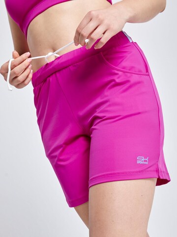 SPORTKIND Loose fit Workout Pants 'Bermuda Shorts' in Purple: front