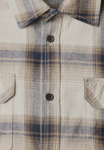 Street One MEN Regular Fit Langarm Hemd mit Karomuster in Beige