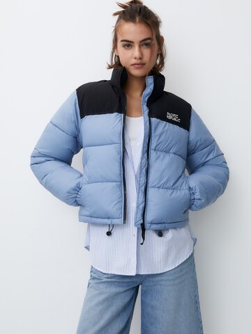 Pull&Bear Winter Jacket in Blue: front