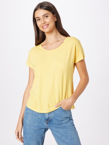 Cartoon T-shirt i gul: framsida