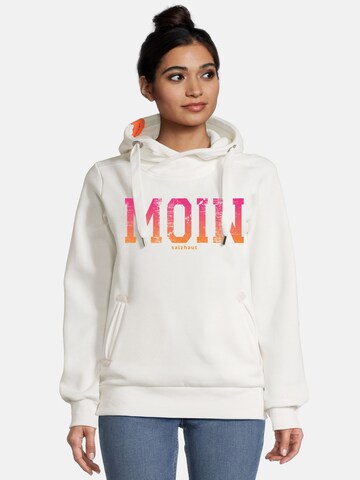 Sweat-shirt 'SÜNN -  MOIN FARBVERLAUF' salzhaut en blanc : devant