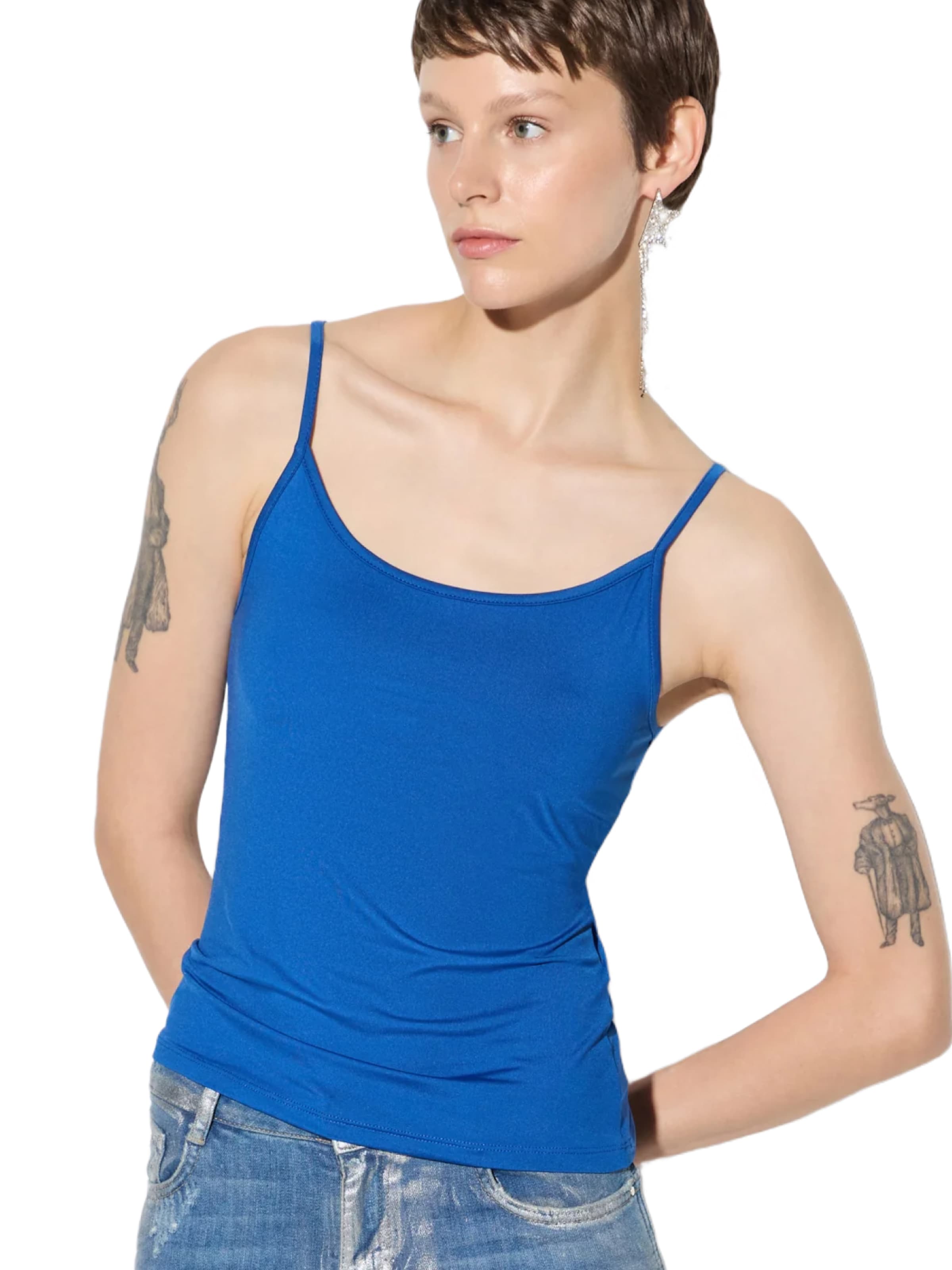 No Matter What Top in Blau: Vorderseite