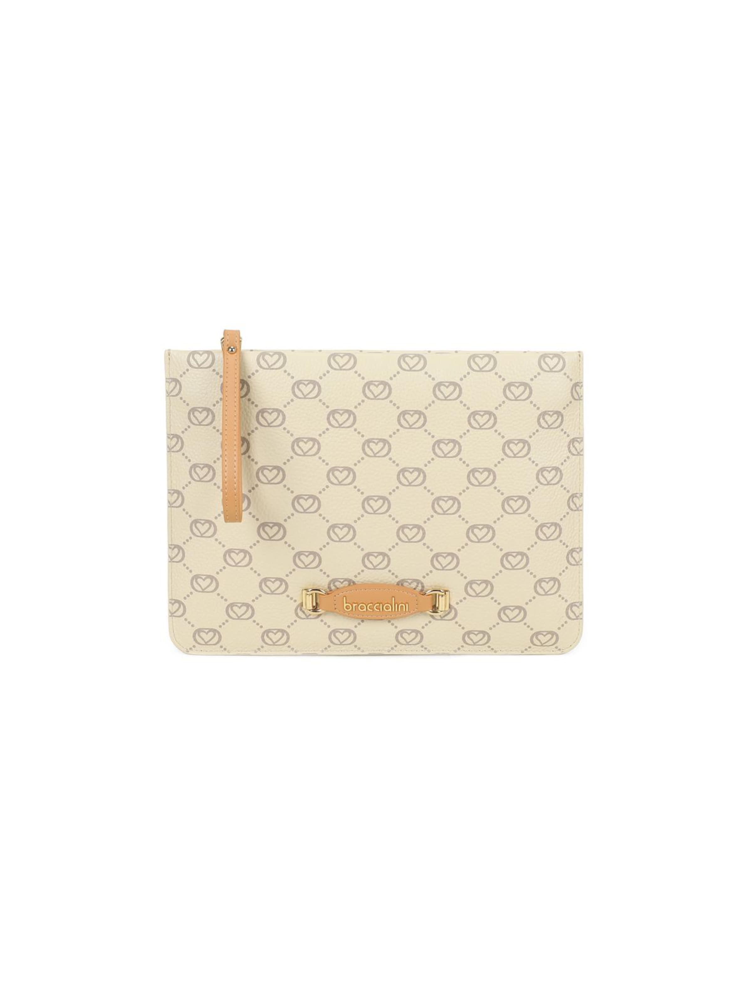 Borsa a sacco 'Monogram' di Braccialini in beige: frontale