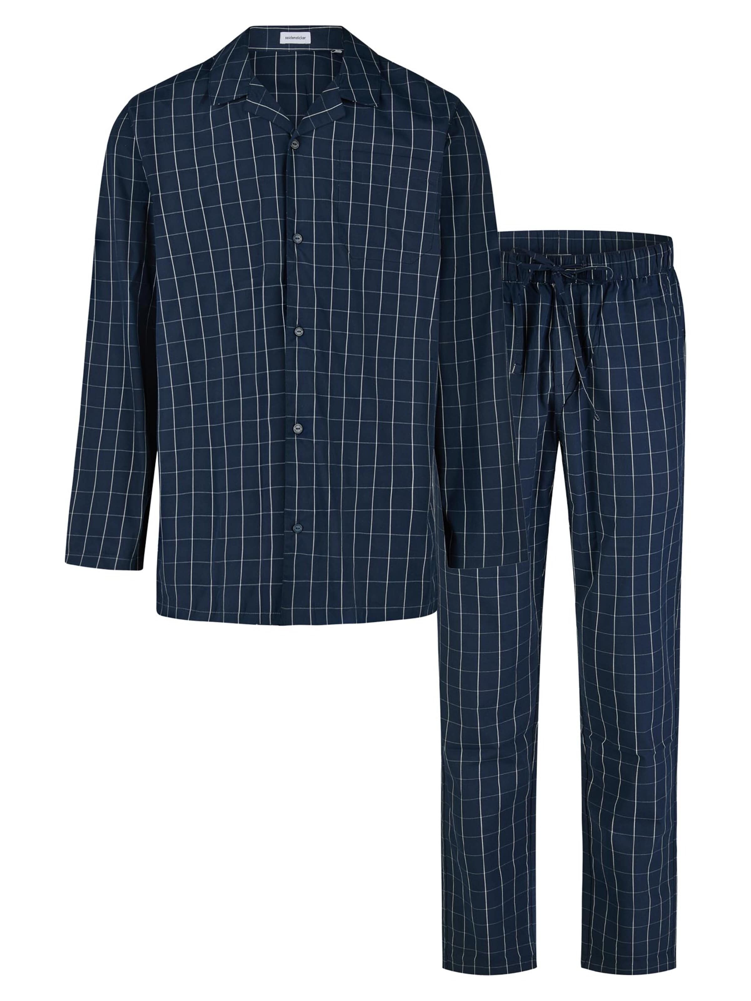 SEIDENSTICKER Pyjama lang 'Classic Web' in Blauw: voorkant