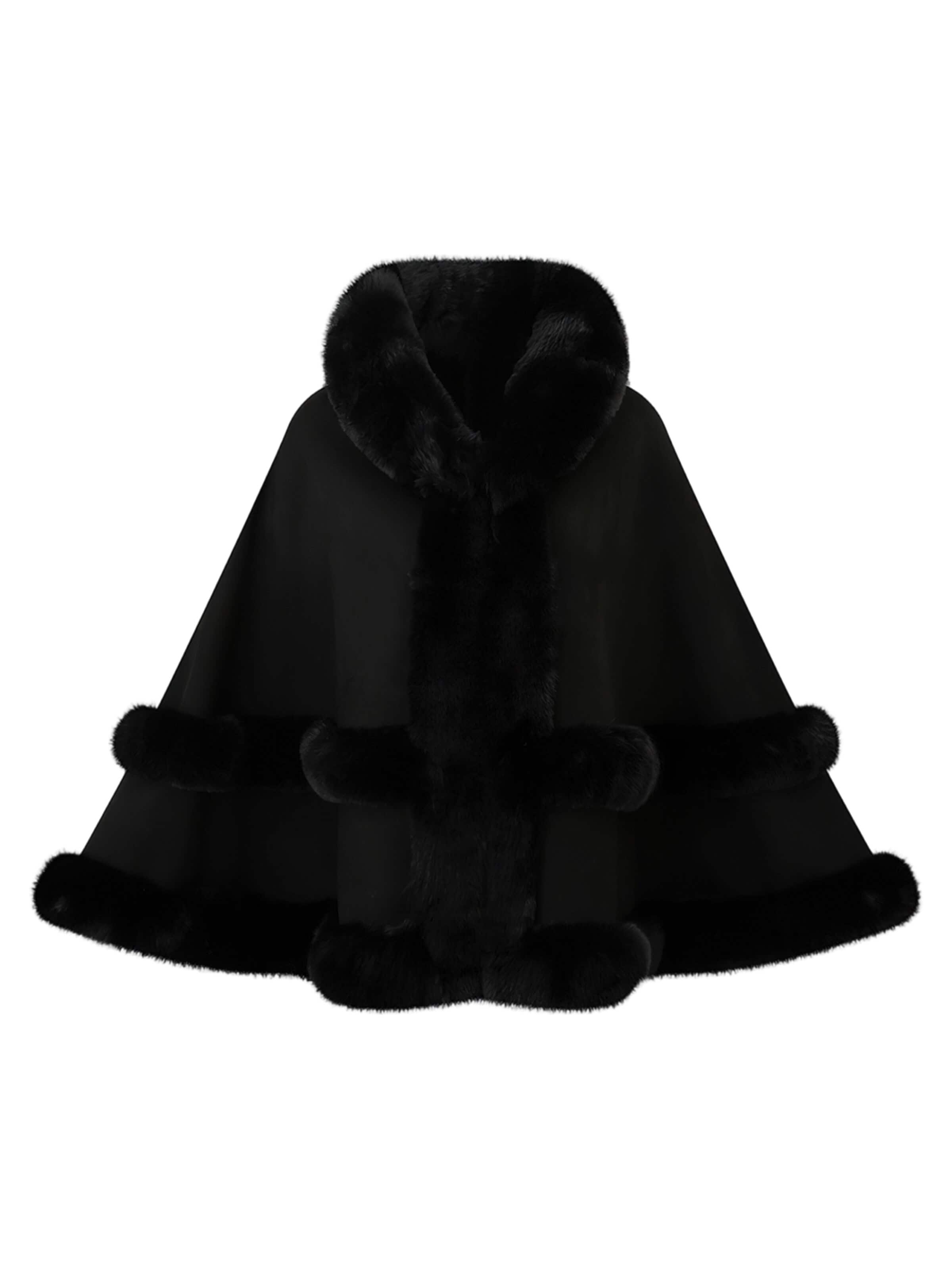 Magicshe Cape 'Winter Cape Poncho mit Kunstfell'‌‌‌ in XS-XXL in schwarz, Produktansicht