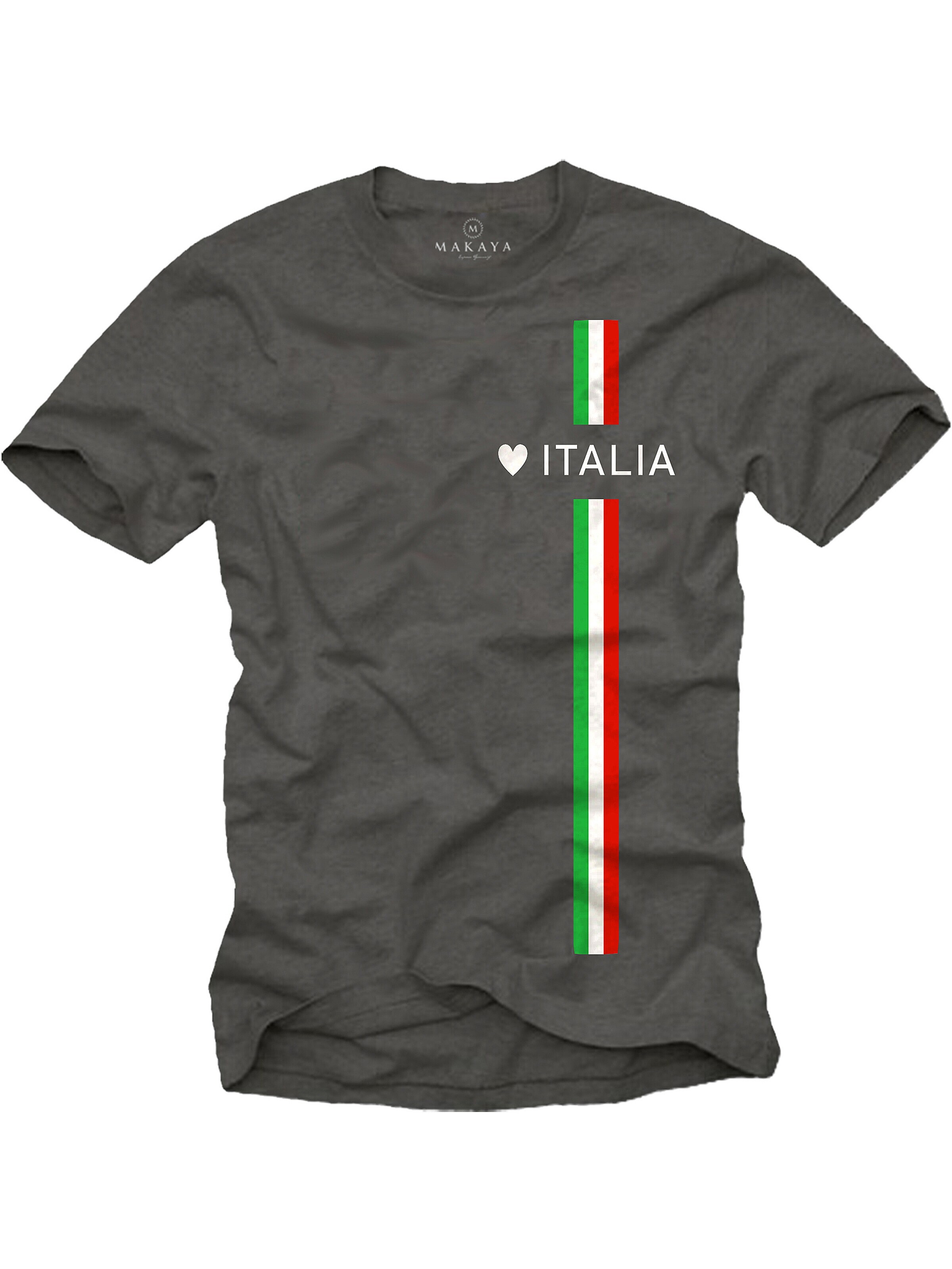 MAKAYA Shirt 'Love Italia' in Grey: front
