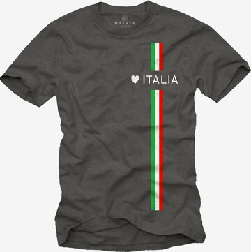MAKAYA Shirt 'Love Italia' in Grey: front
