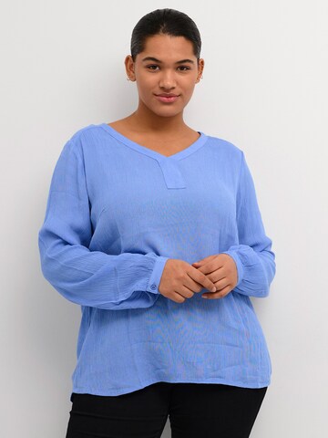KAFFE CURVE Blouse 'Ami' in Blauw: voorkant