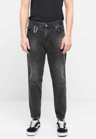 2Y Premium Tapered Jeans in Black: front